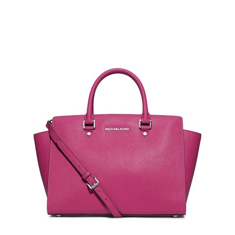 michael kors large selma top zip satchel pink|michael kors selma saffiano.